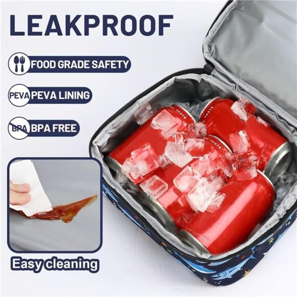 MIER 2 Compartment Kids Small Lunch Box Bag for Boys Girls Toddlers, Double Deck - Picture 4 of 8